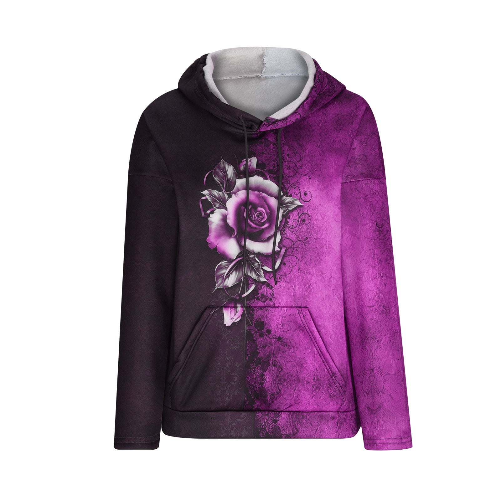 Rose print drawstring hoodie hotsell