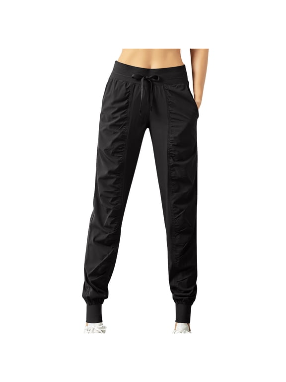 Women's Joggers Hiking Pants Lightweight Quick Dry Pants with Pockets High Waist Athletic Pants for Travel Hilking Black M
