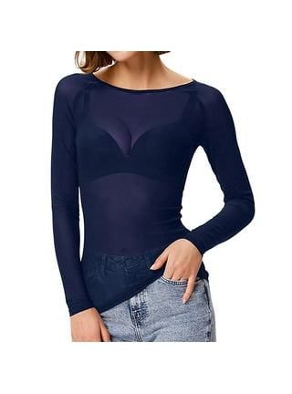 トップス SLIGHT VOGUE Sheer Long Sleeve T-shirt Women Sexy See Through Mesh Shirt Long Sleeve Beige Sheer