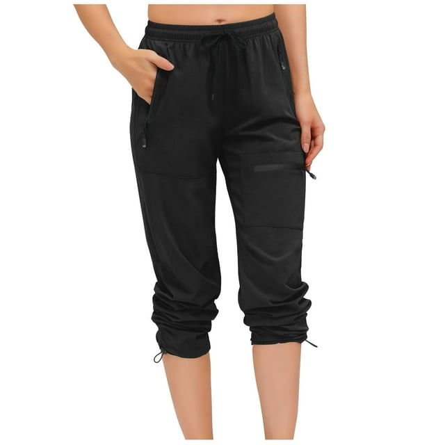 Jwzuy Womens Outdoor Pants Hiking Capri Lightweight Quick Dry Cargo