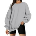 thumbnail image 1 of JWZUY Women's Oversized Fleece Sweatshirts Long Sleeve Crew Neck Pullover Sweatshirt Casual Hoodie Tops Loose Fit Gray M, 1 of 6