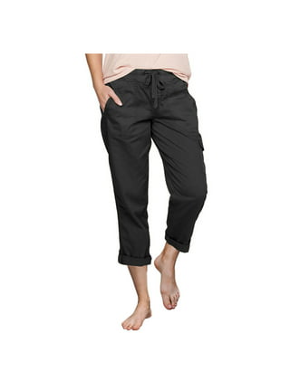 JWZUY Women's Linen Blend Drawstring Wide Leg Crop Pant Casual Summer  Capris Pants with Pockets 1-Purple M