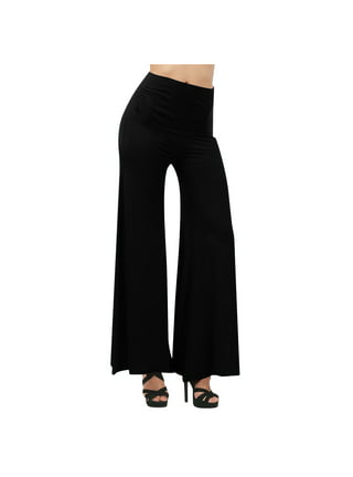XFLWAM Women's High Waist Flare Pants Casual Wide Leg Bell Bottom Leggings  Solid Color Plus Size Long Trousers with Pockets Black XXL 