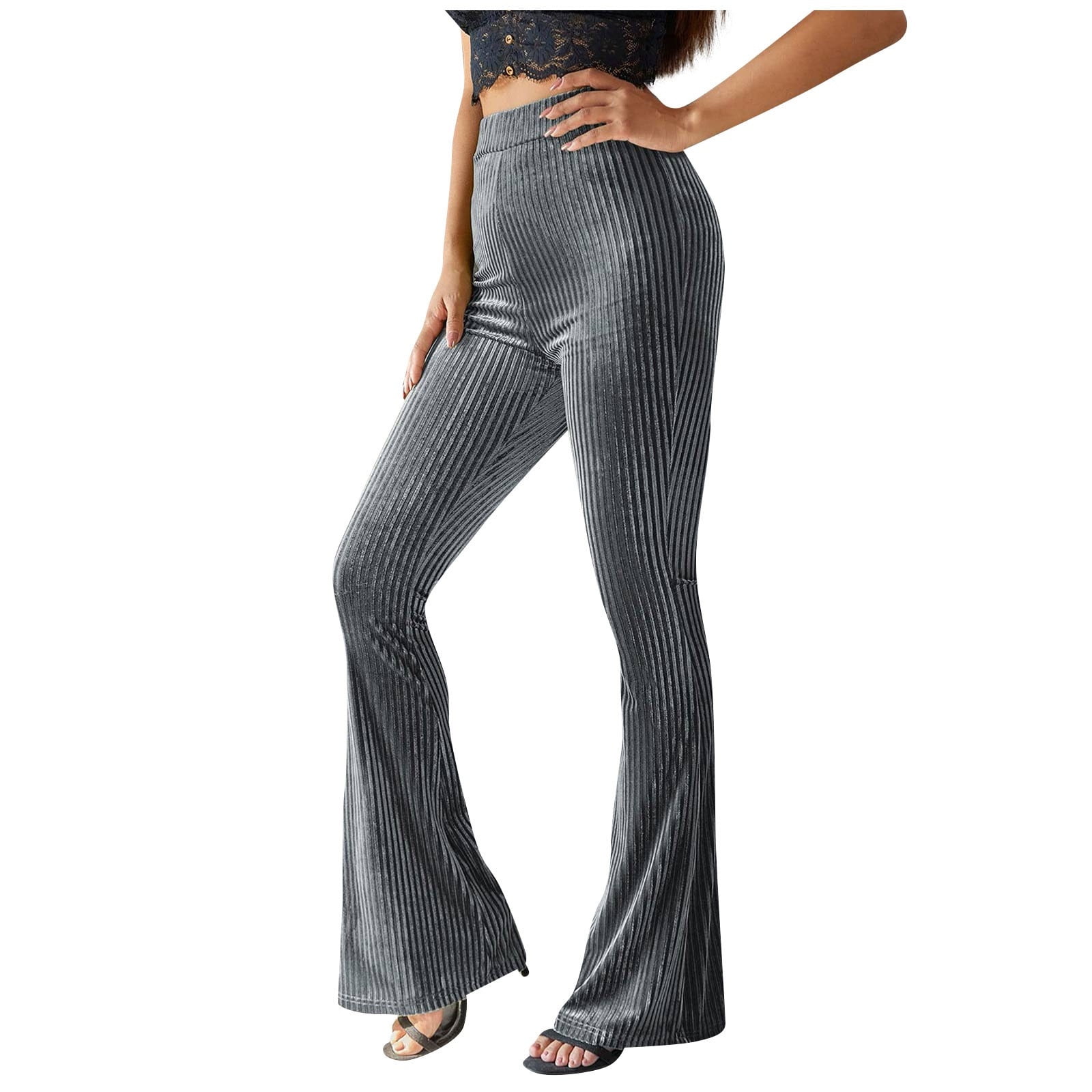 Plus Size Velvet Flared Pants Plus Size Holiday Stretch Trousers