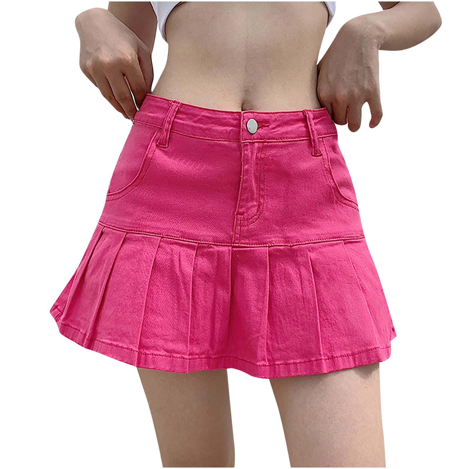 Voghtic Women's Denim Shorts Stretchy Casual High Waisted Denim Skort Skirt  Shorts Plus Size Asymmetrical Jean Skorts