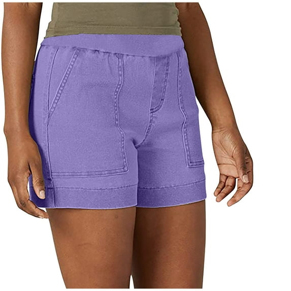 JWZUY Women's Super Stretch Twill Shorts Regular Fit Hiking Shorts with Pockets Summer Casual Athletic Shorts Chino Bermuda Short Purple XXL