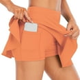thumbnail image 1 of JWZUY Women's Tennis Golf Skirts High Waisted Skirt with Inner Shorts for Athletic Skorts Sports Running Skirts with Pocket Orange S, 1 of 5