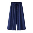 thumbnail image 1 of JWZUY Womens Bloomers Pant with Pocket Solid Elastic Waist Culottes Pant Cotton Gym Work Out Dance Yoga Pant Dark Blue XXXXXL, 1 of 3