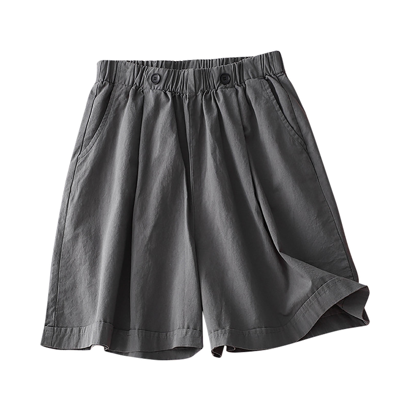 Hope | Women’s Elastic Waist Wide Leg Button Shorts