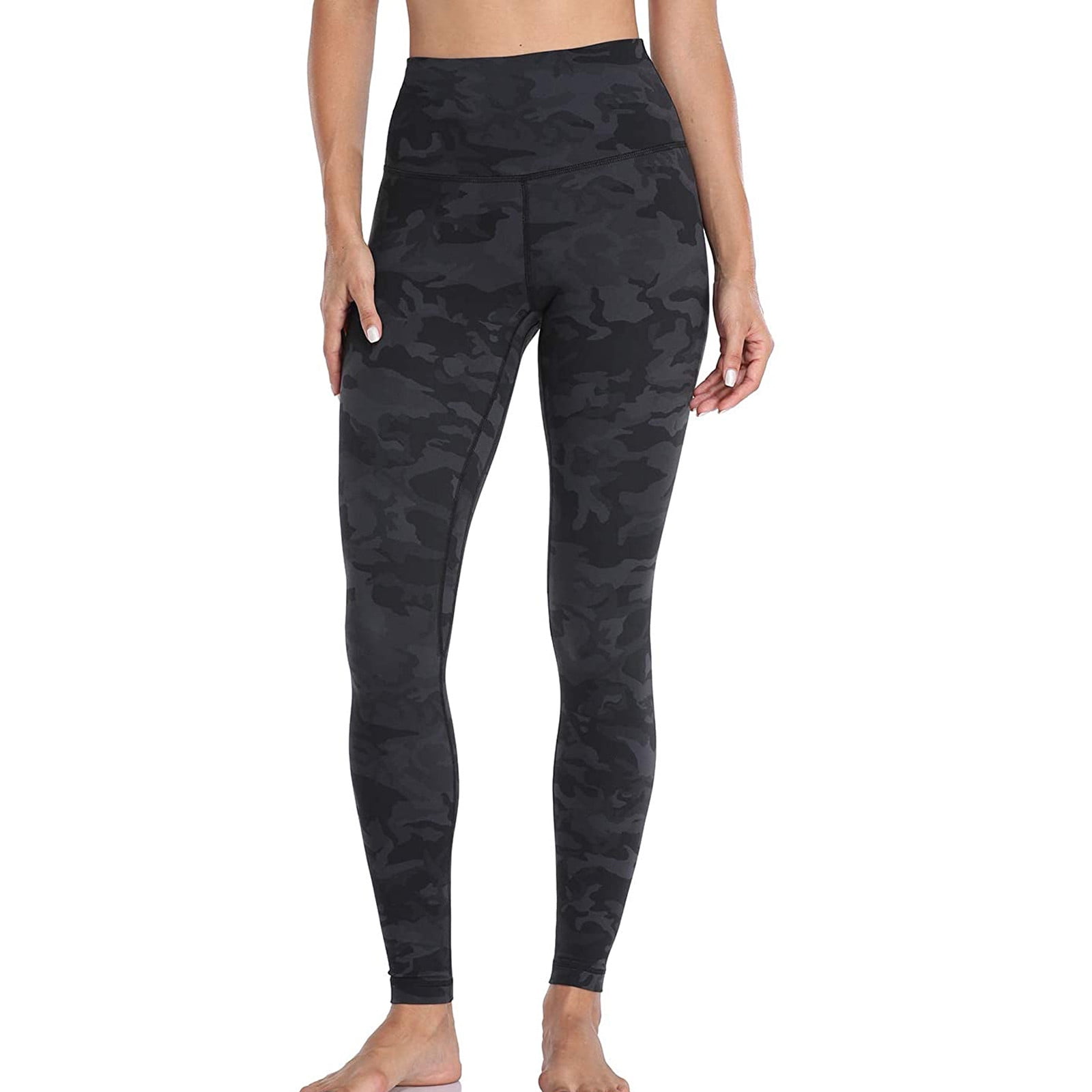 JWZUY Womens Camo Print Leggings Yoga Workout Ankle Length Elastic High  Waist Pant Slim Fit Casual Pants Gray XS 