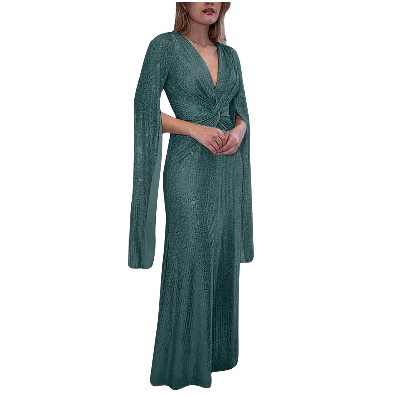 slim fit dress slacks Wedtrend Women Dark Green Floral A Line Mother of Bride Dress with Pockets 3/4 Sleeves Long Wedding Guest Dress with Belt, Dark Green / US14