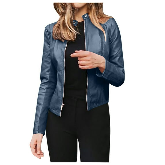 JWZUY Womens Faux Leather Short Jacket Zip Up Moto Biker Slim Fit Jackets Coat Lightweight Outwear XL