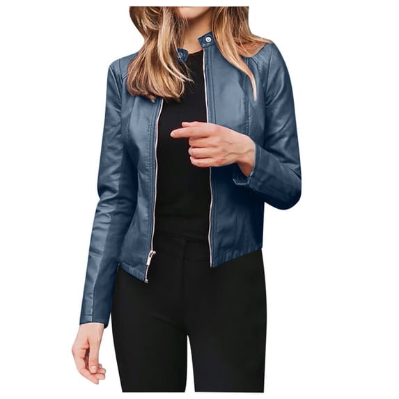 JWZUY Womens Faux Leather Short Jacket Zip Up Moto Biker Slim Fit Jackets Coat Lightweight Outwear XXL