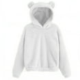thumbnail image 1 of JWZUY Womens Fleece Pullover Cute Bear Ear Hoodie Fluffy Coat Warm Plush Sweatshirt Teen Girls Long Sleeve Outerwear White L, 1 of 4