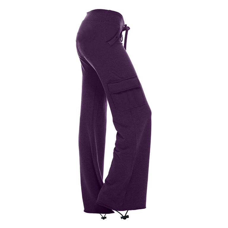 JWZUY Womens Solid Yoga Pant Full-Length Drawstring Elastic High