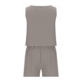 thumbnail image 1 of JWZUY Womens Square Neck Crop Tops 2 Piece Outfits Linen Short Set Lounge Matching Sets 2023 Trendy Clothes Beach Summer Gray L, 1 of 3