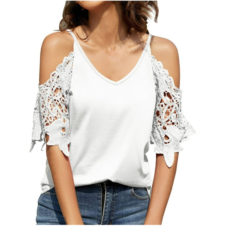 https://i5.walmartimages.com/seo/JWZUY-Womens-Summer-V-Neck-Cold-Shoulder-Tops-T-Shirts-Cut-out-Lace-Short-Sleeve-Solid-Color-Blouses-Shirt-Solid-Elegant-Tees-Tops-White-S_71ecec53-7940-4cf5-892f-06906ab90ce1.bf0988a9665d0e0383fb1f4b11d6bbcf.jpeg?odnHeight=768&odnWidth=768&odnBg=FFFFFF