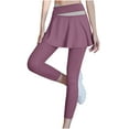 thumbnail image 1 of JWZUY Yoga Skirted Leggings with Pockets Women Active Athletic Ruffle Pleated Golf Tennis Color Block Skirt Pants Purple M, 1 of 4