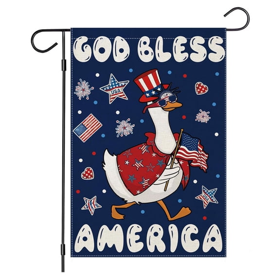JWZZYD 4th of July Patriotic Garden Flag, 12"x18" GOD BLESS AMERICA Summer Decoration, Printed Linen Flag for Holiday Yard Memorial Day,Independence Day, 250th Anniversary Outdoor Decor(Style:A, 1pc)