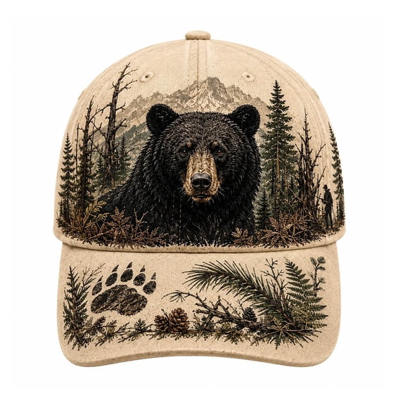 JWZZYD Bear Hunting Wild & Untamed Hat, Lightweight Outdoor Hunting Sun Hat, Nature Wildlife Hunting, Adjustable Fit Casual Nature Wildlife Hat for Men Outdoor Camping Fishing