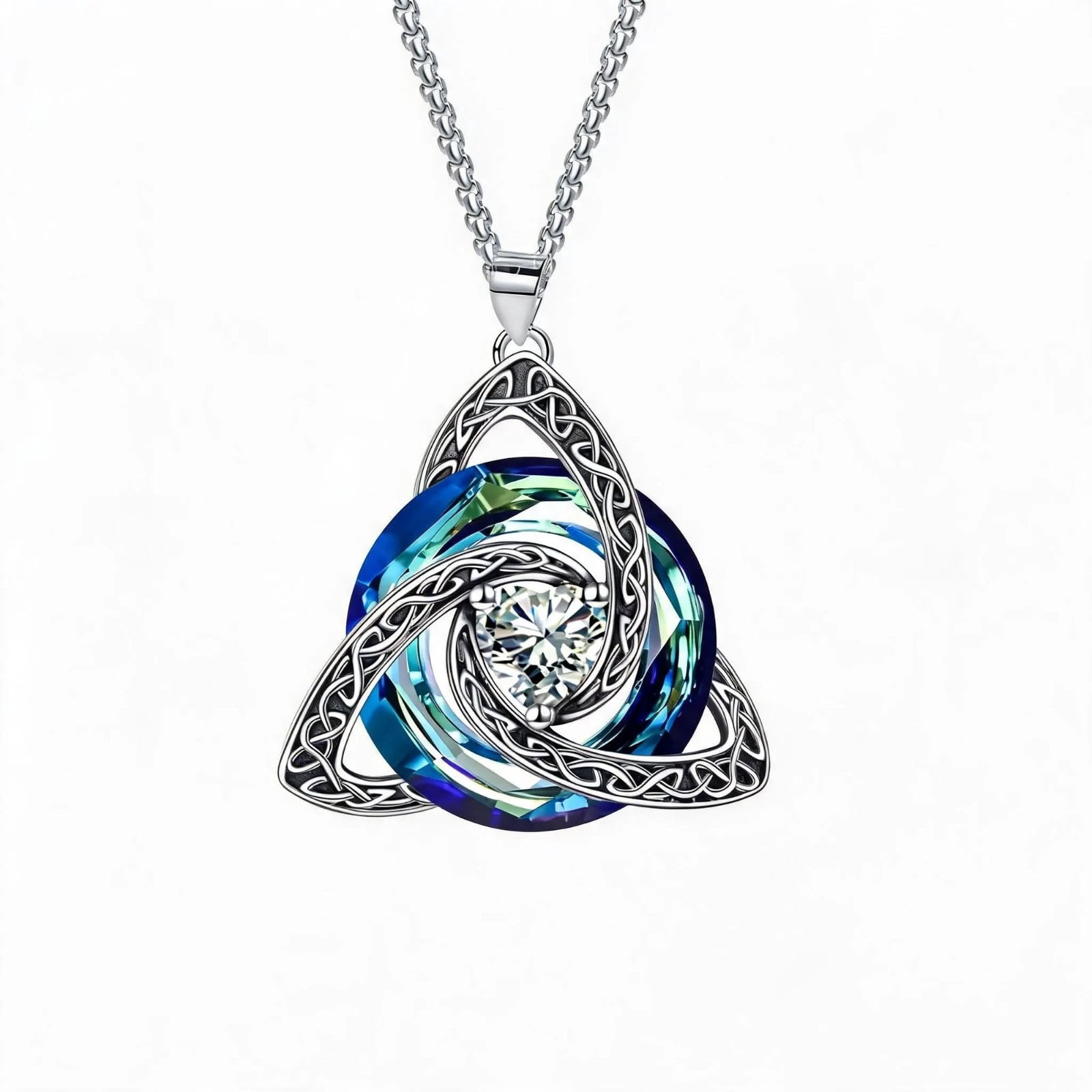 H Sign Language Symbol JWZZYD Birthstone Celtic Trinity Knot Necklace, Meaningful Symbol of ...