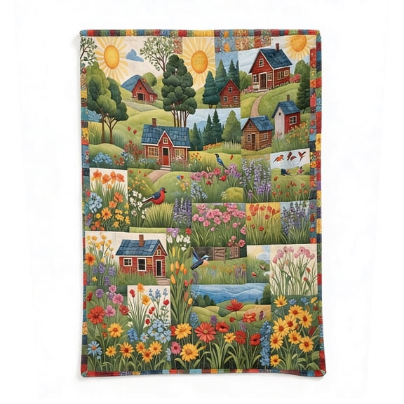 JWZZYD Blanket Print Farmhouse Throw Blanket, 39.4x27.6 Inch Soft Warm Fleece Nap Blanket for Sofa Bed Camping, Rustic Country Decorative Blanket for Home & Gift, 1 Pack