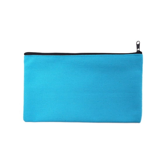 JWZZYD Blue Canvas Zipper Pencil Pouch, Multi-functional Portable Small Utility Bag for Pens, Markers, Makeup, Coins, and Accessories, Durable Fabric Organizer for Office, and Travel, 1 Pack