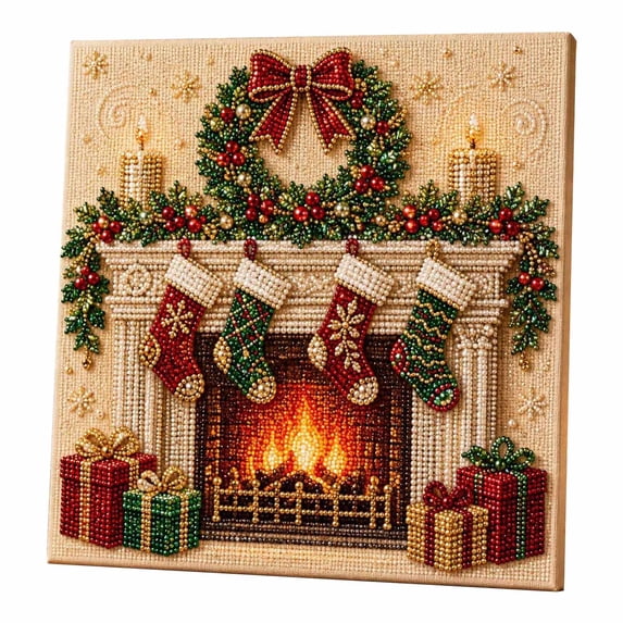 JWZZYD Christmas Decor Wreath Pearl Art Kit for Adults, 7.8x7.8 Inch Painting Kit With Frame, DIY Home Decor Wall Art, Beginner DIY Seasonal Party Gift 3D Pearl Sparkle