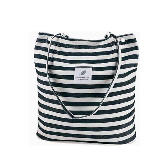 JWZZYD Corduroy Tote Bag for Women, Large Capacity Canvas Shoulder Cord Purse and Handbags with Inner Pocket, Black White Striped Corduroy Bag for Work Travel Daily Essentials
