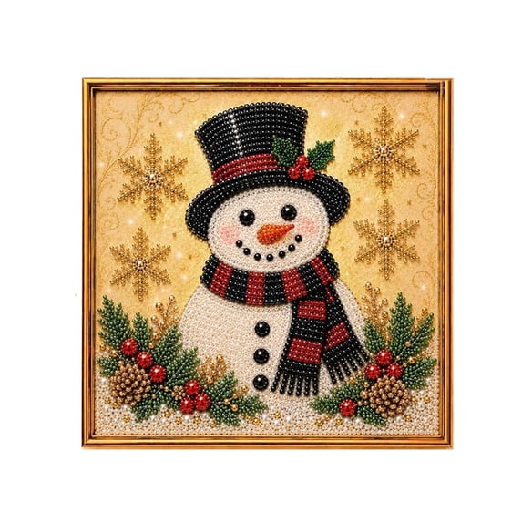JWZZYD DIY Christmas Pearl Painting Art Kit with Frame, Home Wall Decor Art Craft Kit, Holiday Christmas Wall Decor, Handmade Home Decoration Gift (Snowman, 7.8x7.8in)