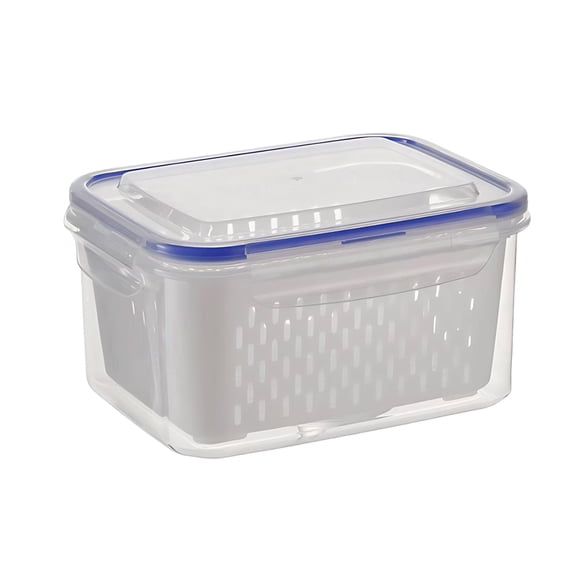 JWZZYD Fruit Storage Container for Fridge,Leakproof Food Storage Containers with a Sponge and Blue Lids, for Salad Berry Lettuce Vegetables Meat Keeper Fresh(1750ML,1PC)