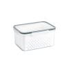 JWZZYD Fruit Storage Container for Fridge,Leakproof Food Storage Containers with a Sponge and Gray Lids,for Salad Berry Lettuce Vegetables Meat Keeper Fresh(850ML,1PC)