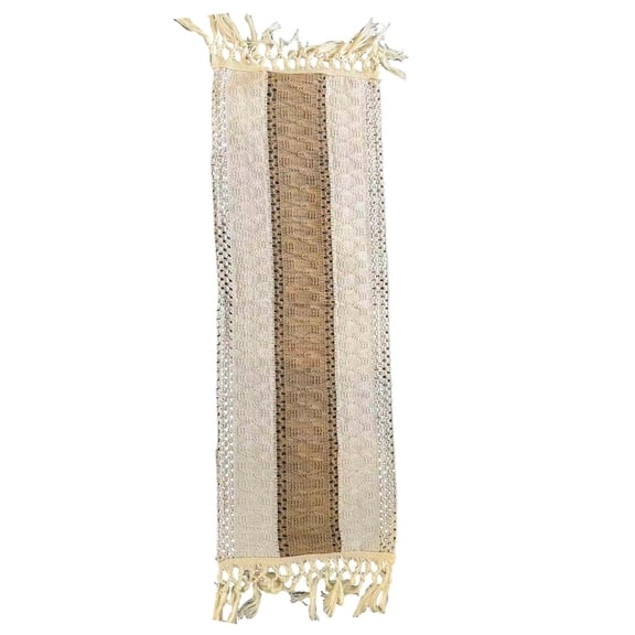 JWZZYD Khaki Beige Striped Table Runner, Woven Linen Style Scarf with Tassels,Is Small And Exquisite, Rustic Farmhouse Decor for Dining Table, Kitchen, Coffee Bar and Home Decoration, 1 Pack