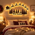 thumbnail image 1 of JWZZYD LED Christmas Santa Sleigh Village Wall Art, Backlit Metal Reindeer & Pine Tree Silhouette Sign, Warm Light Holiday Wall Decor for Indoor Home, 1 of 7
