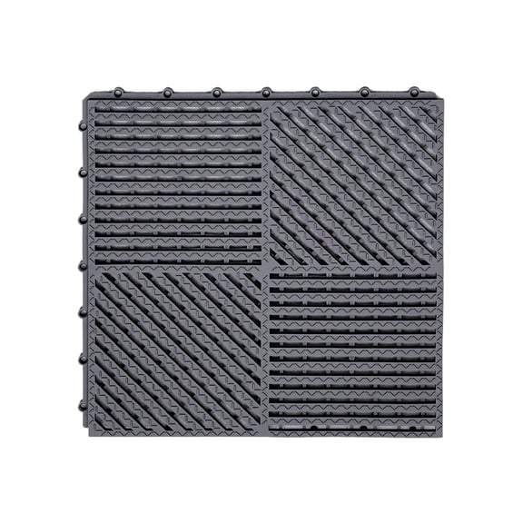 JWZZYD Modular Interlocking Cushion,11.8"x11.8" Drainage Floor Tile, Non-Slip Quick-Drying Waterproof PVC Mat for Pool, Shower, Patio, Sauna Bath, Bathroom & Outdoor Wet Areas, Dark gray, 1 Pack