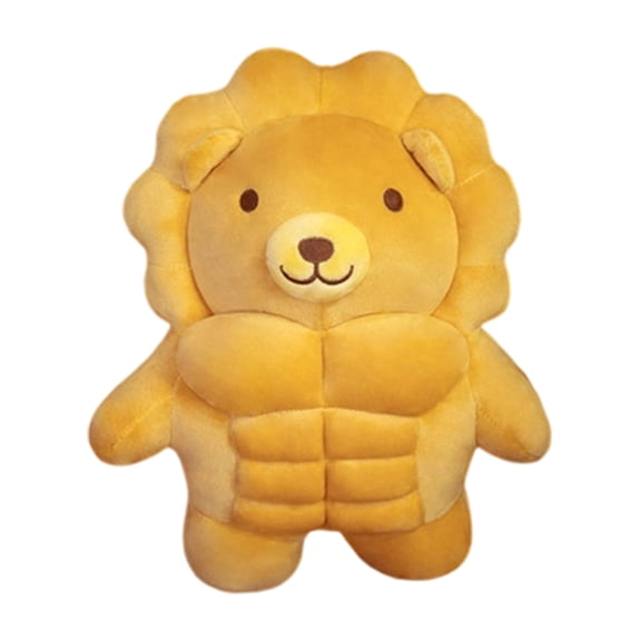 JWZZYD Muscular Abs Lion Plush Toy, 11.8 Inch Soft Fluffy Stuffed Animal Lion with Muscle Design, Cute Novelty Decorative Cushion, Perfect for Indoor Decor, Birthday Present & Daily Ornament, 1 Pack