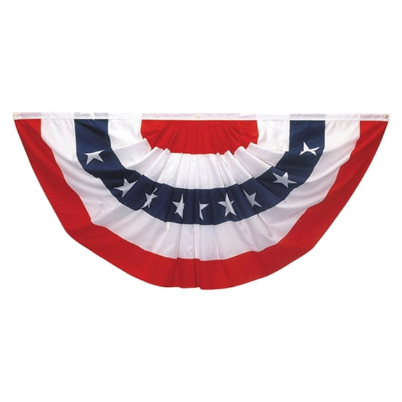 JWZZYD Pleated Fan American Bunting Flag, 47.2"x23.6" Red White Blue Star & Stripes Half Round Patriotic Bunting, Weather Resistant Swag Banner for Memorial Day & Independence Day Decor, 1 Pack