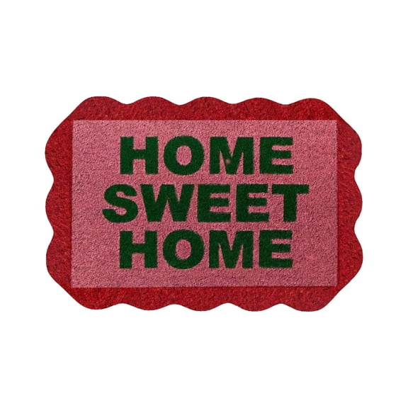 JWZZYD Scalloped Edge Coir Doormat, 15.7"x23.6" Non-Slip Weather Resistant Mat, Print "Home Sweet Home" Farmhouse Style Entryway Rug for Front Door, Porch, Patio & Home Decor, 1 Pack