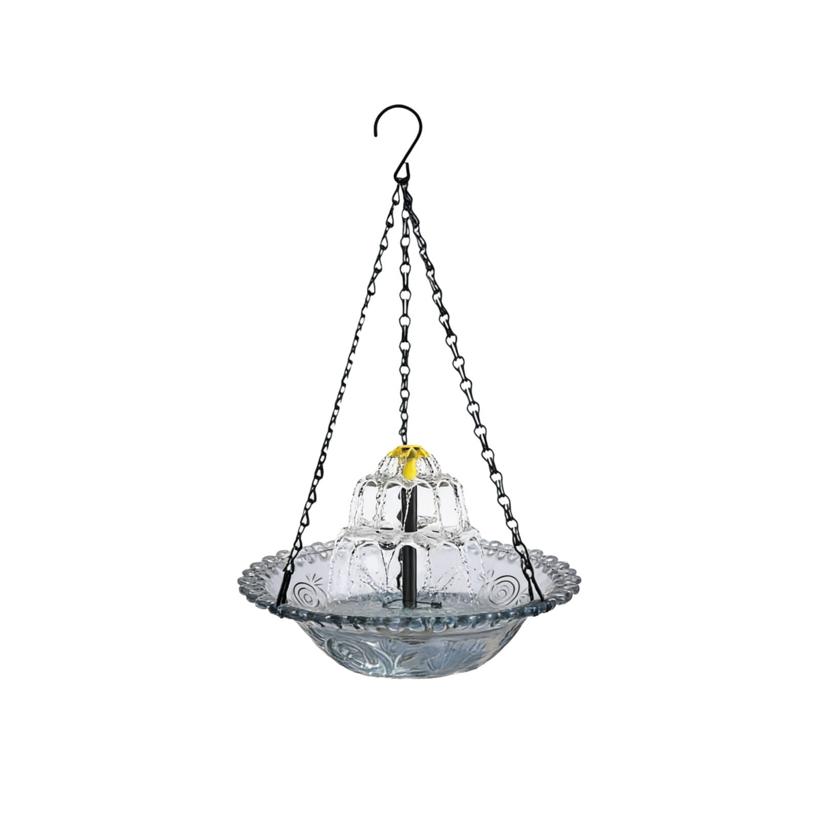 JWZZYD Solar Cascade Hanging Bird Bath Fountain, Hummingbird Water Fountain with Solars Pump & Glass Bowl, Outdoor Weatherproof Water Feature for Garden Yard Patio Backyard Decoration, Gray, 1 Pack