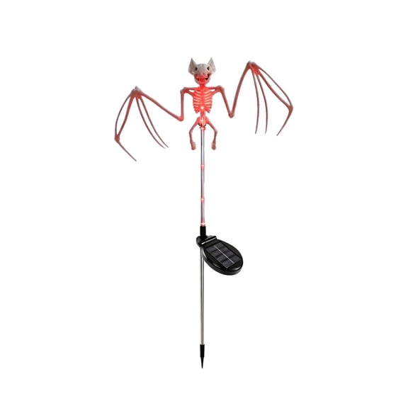 JWZZYD Solar Powered Bat Skeleton Stake Light, Halloween LED Glowing Ground Plug Lamp, Waterproof Outdoor Atmosphere Light for Yard, Garden, Pathway, Haunted House, Holiday Decor(Orange, 1 Pack)
