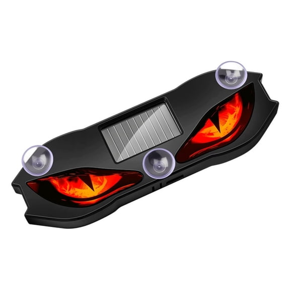 JWZZYD Solar-Powered LED Car Warning Light Animated Devil Eyes, Weatherproof Wireless No Drill Automatic Activation, Dynamic LED Devil Eyes Suction Cup Rear Windshield Ambient Lamp, Red