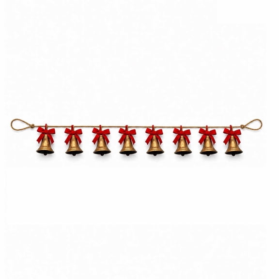 JWZZYD Vintage Rustic Farmhouse Gold Bell Garland Jute Rope Red Bow Knots Holiday Decor 70.9 Inch