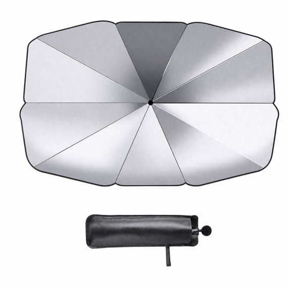 JWZZYD Windshield Sun Shade Umbrella, 49"x25" Heat Block UV Reflective Sun Visor, Foldable Window Sunshade Cover, Portable Vehicle Front Window Sun Protection Accessory for All Cars