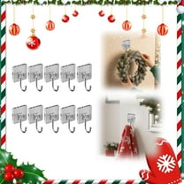 JWshufel 10 Pack Christmas Hooks for Indoor Outdoor Use with Strong Adhesive Power Suit for Hanging Decorations and Storage In Kitchen Bathroom Living Room 3.9x2.4x1.2in Clear