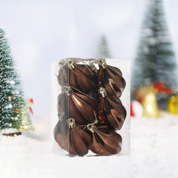JWshufel 12 Pack Christmas Decorations Multifunctional Ornaments for Indoor or Outdoor Use with Unique Popcorn Design Enhance Holiday Ambiance In Your Home 3in Brown