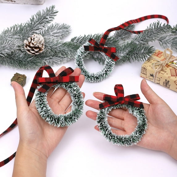 JWshufel 4 Pack Christmas Garland Christmas Tree Decorations Multicolor Plaid Ribbon with Bow Versatile for Holiday Parties and Home Decor 15x3.1x3.1in Multicolor