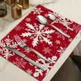 thumbnail image 1 of JWshufel 4 Pack Christmas Placemat Table Mat Set Christmas Thanksgiving Decorations Festive Designs Easy to Clean Long Lasting for Holiday Gatherings Family Dinners Standard 17.7x11.8in Red, 1 of 8