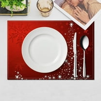 JWshufel 4 Pack Placemat Set Christmas Thanksgiving Decorations Festive Design for Holiday Dining Seasonal Suitable for Gatherings Family Meals 17.7x11.8in Red