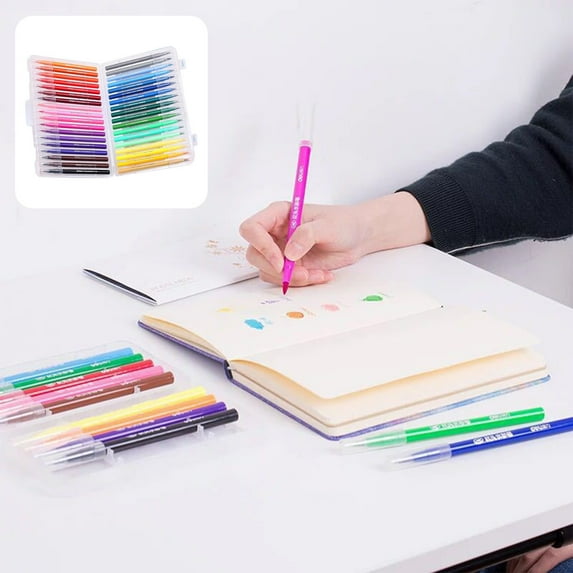 JWshufel 48 Pack Watercolor Brush Pens with Nylon Tips for Calligraphy Drawing and Journaling Suit for Artists and Beginners No Mess Water Based Paint Markers for Creative Projects