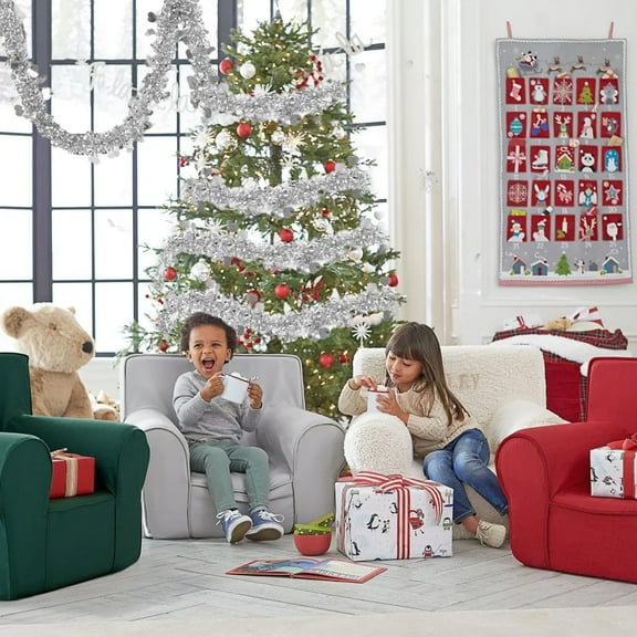 JWshufel 6 Pack Christmas Decorations Christmas Garland Woolen Strips Ribbon Long Lasting Party Wedding Home Decor Easy Hanging for Fireplace Wall Door Festive Atmosphere 78.7in Silver